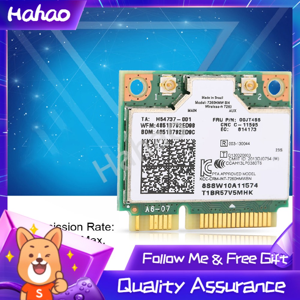 [Seller Recommend] Card Wifi Không Dây Intel 7260 Bn 802.11bgn Mini Pci-E 300mbps Cho Lenovo