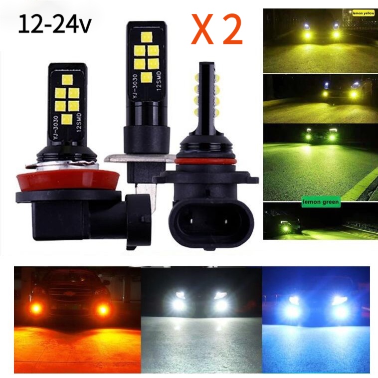 Set 2 Đèn LED Sương Mù 12-24v H11 H8 h4 H1 H3 H7 9005 9006 030 Cho Xe Ô Tô
