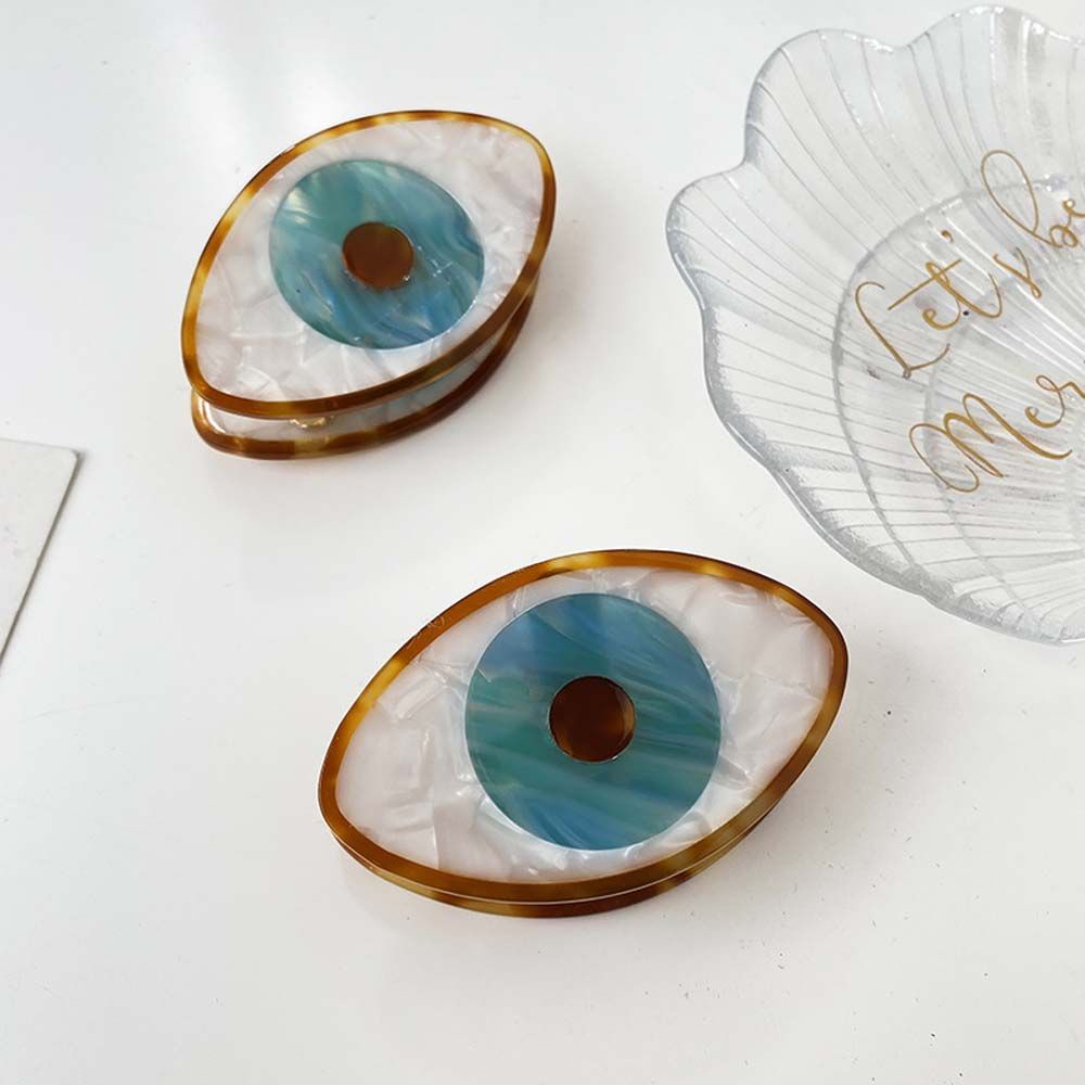 Kẹp tóc acrylic hình con mắt xanh lam thú vị thời trang kiểu hàn quốc tương phản màu sắc chất lượng cao