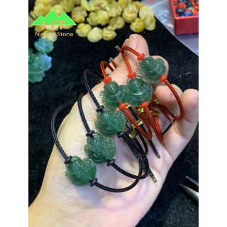 Vòng đeo tay dây cáp Hồ Ly ôm hoa đá dâu xanh