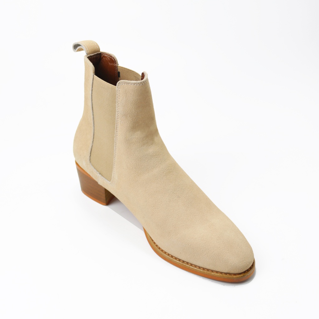 Giày Chelsea boots tan da bò cao cấp nhập khẩu handmade August shoes CB21T gót 5cm chính hãng bảo hành 12 tháng