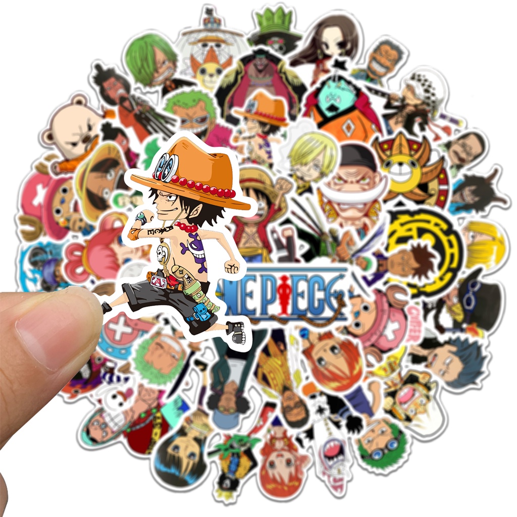 Bộ 10/50 Sticker Chống Thấm Nước Hình One Piece Dán Trang Trí