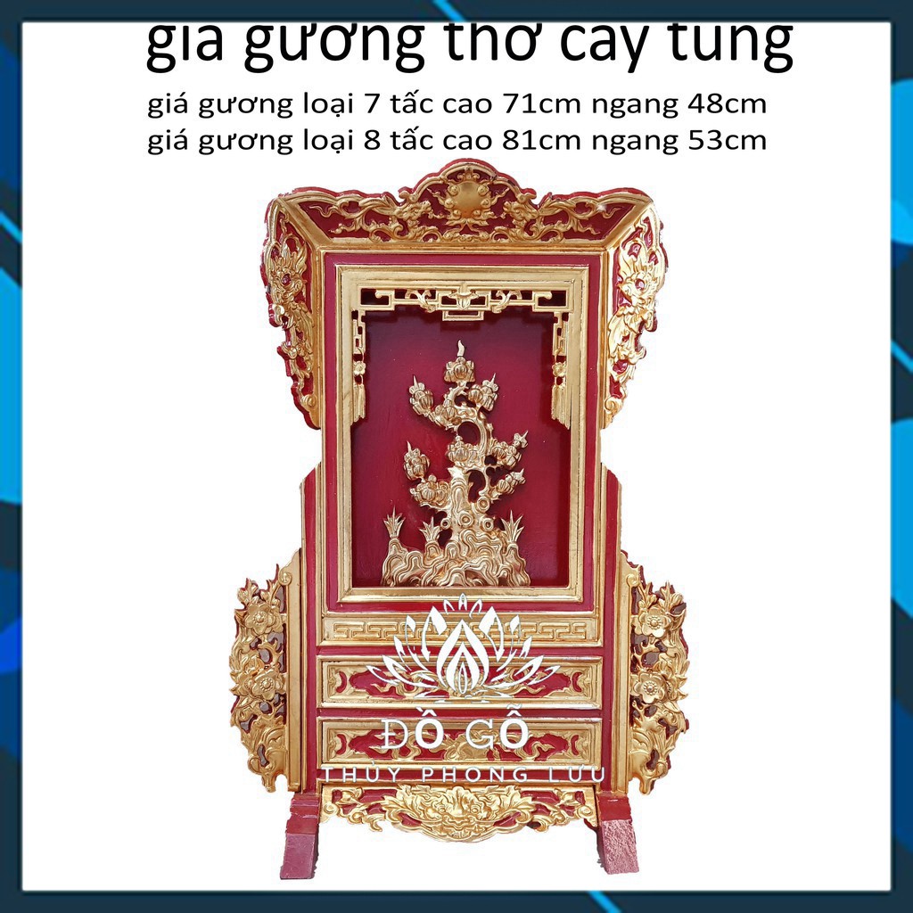 Giá gương cây tùng gỗ mít khám thờ cao cấp sang trọng