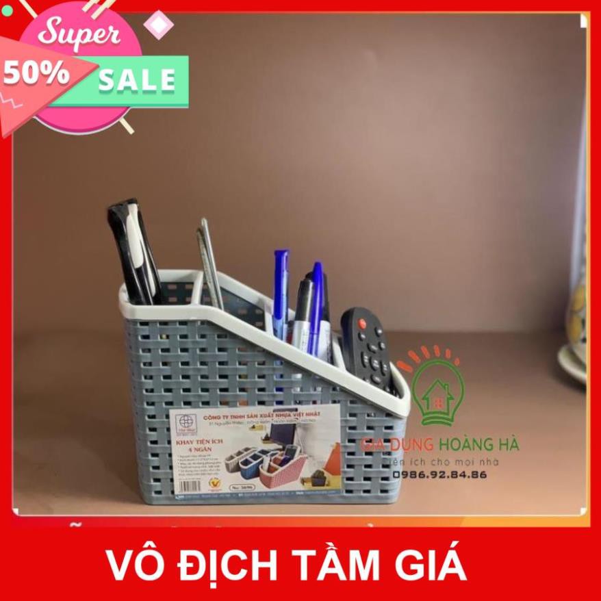 Khay nhựa tiện ích 4 ngăn, để bàn, đựng đồ, khay nhựa 4 ngăn, đựng bút, đồ dùng đa năng