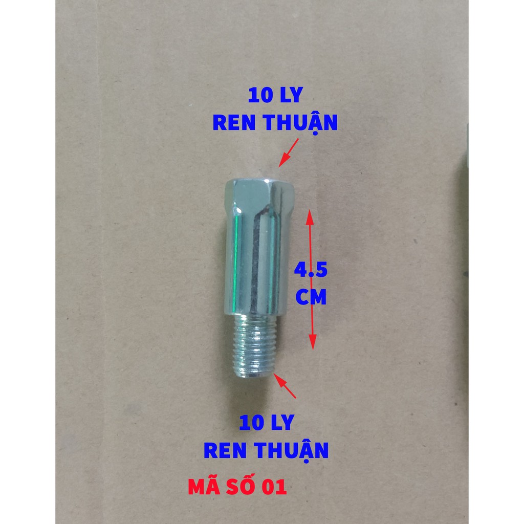 1 Con Ốc Nối Chuyển Ren Thuận 10 Ly 4.5cm Hoặt 6cm Chân Gương Loại Dài Xe Máy Sh Vision Lead Sh Mode Ab Air blade.....