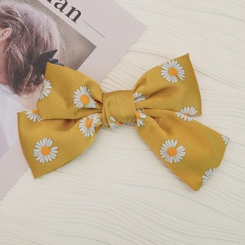 [sỉ lẻ] Kẹp tóc Nơ Hoa Cúc Bản To vải Satin xinh xắn, dễ thương cho nữ (ảnh thật – hàng có sẵn) - Noisocks