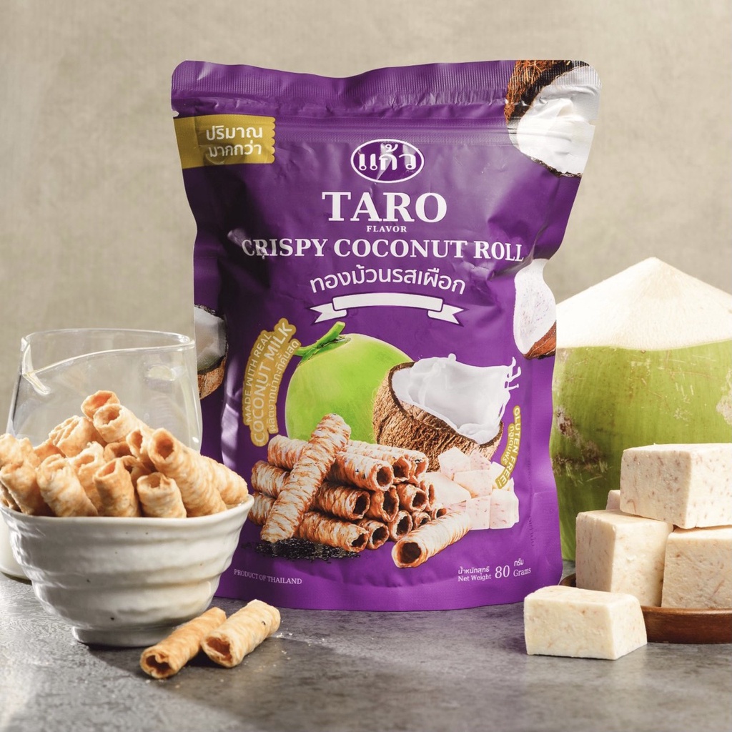 Bánh Cuộn Dừa Nhập Khẩu Thái Lan Vị Khoai Môn Túi Zip