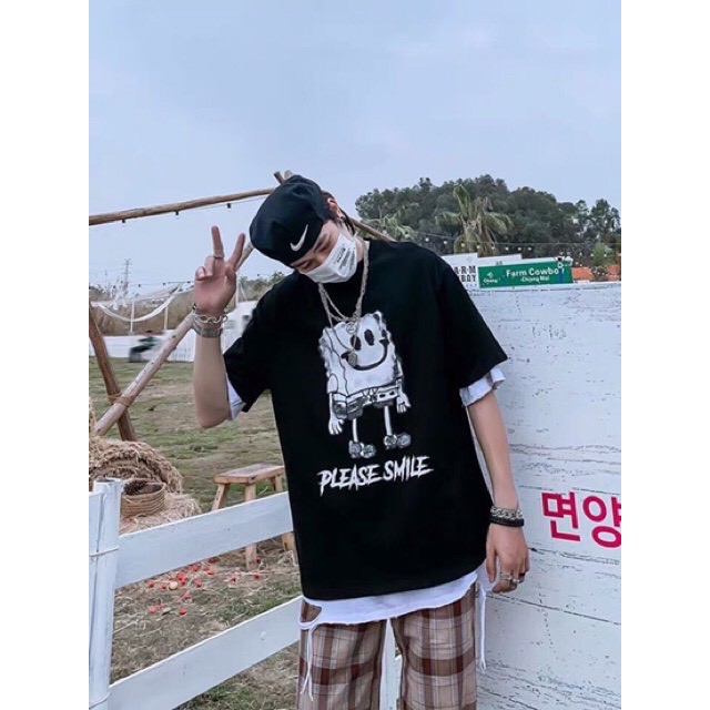 Áo Thun tay lỡ form rộng Please Smile