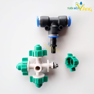 10 béc phun sương 4 hướng chạy ống hơi 8mm