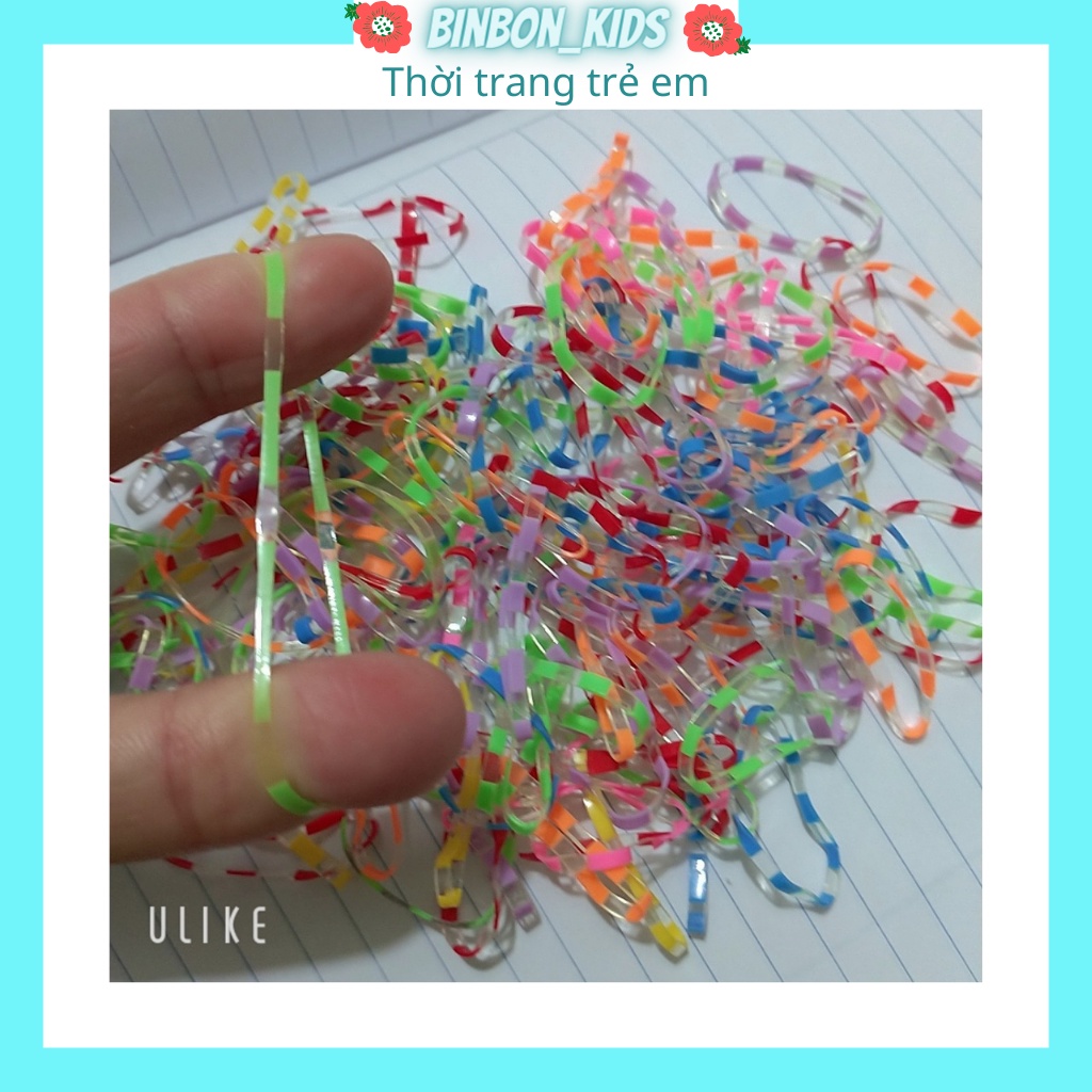 Chun buộc tóc cho bé gái BINBON KIDS, chun buộc tóc bé gái hàn quốc cho bé nhiều màu cute 130 Chiếc 1 gói