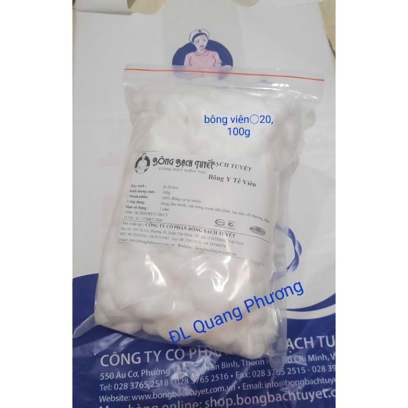 Bông viên Bạch Tuyết (phi 20mm) - 100gr_250gr_500gr.