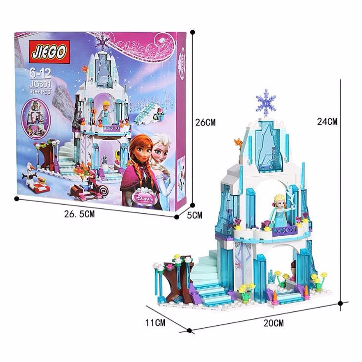 Bộ lego xếp hình cao cấp Lâu đài Frozen Nữ hoàng băng giá Elsa