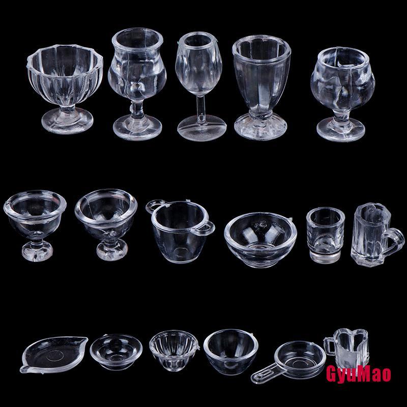 Bộ 17 Món Đồ Chơi Dụng Cụ Ăn Uống Trong Suốt Cho Nhà Búp Bê Tỉ Lệ 1:12