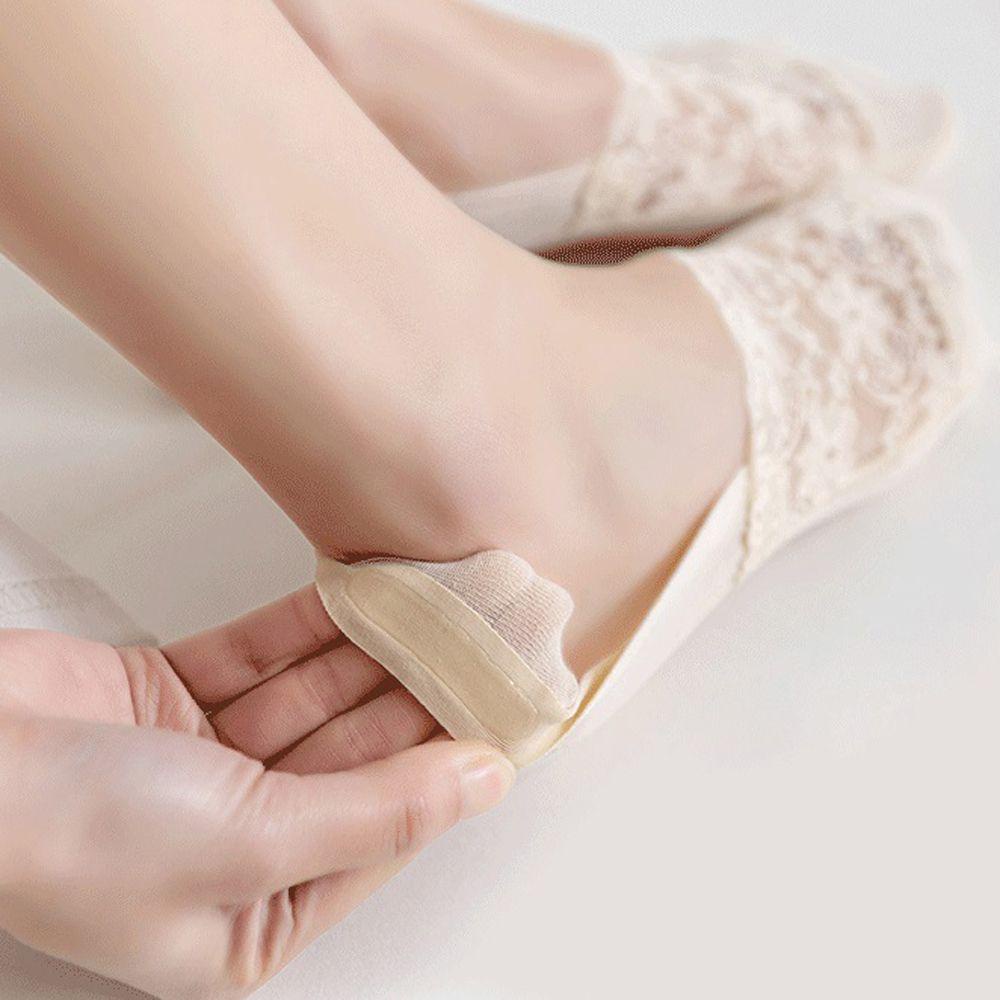 AROMA Đôi Vớ Thoáng Khí Màu Trơn Phối Ren Thời Trang Cho Nữ