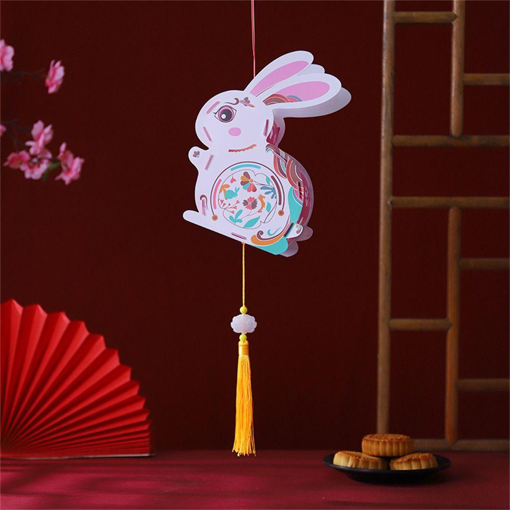 Đèn Lồng Hoạt Hình Trung Quốc Thỏ Mặt Trăng Thủ Công Trang Trí Lễ Hội
