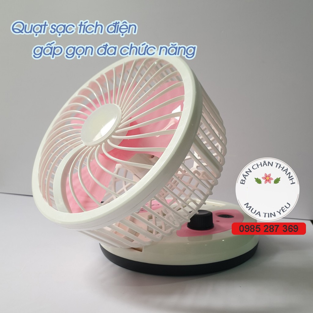 Quạt Tích Điện Để Bàn Mini Gấp Gọn Tiện Lợi Gió Mát Có Đèn Sáng - Bảo Hành Hoàn Tiền Nếu Có Lỗi (Loại tốt) | BigBuy360 - bigbuy360.vn