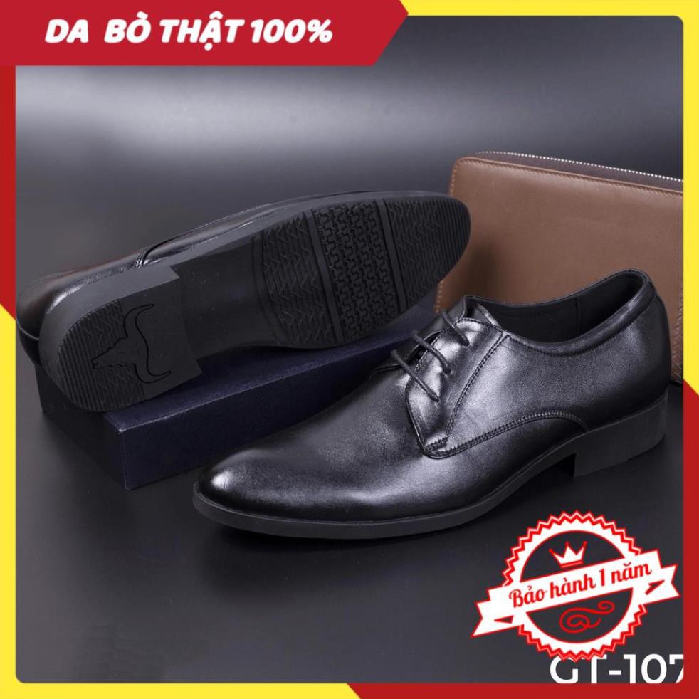 [FREESHIP - DA THẬT] -  Giày tây nam da bò cho dân công sở màu đen cao cấp - giày dây buộc công sở - GT107