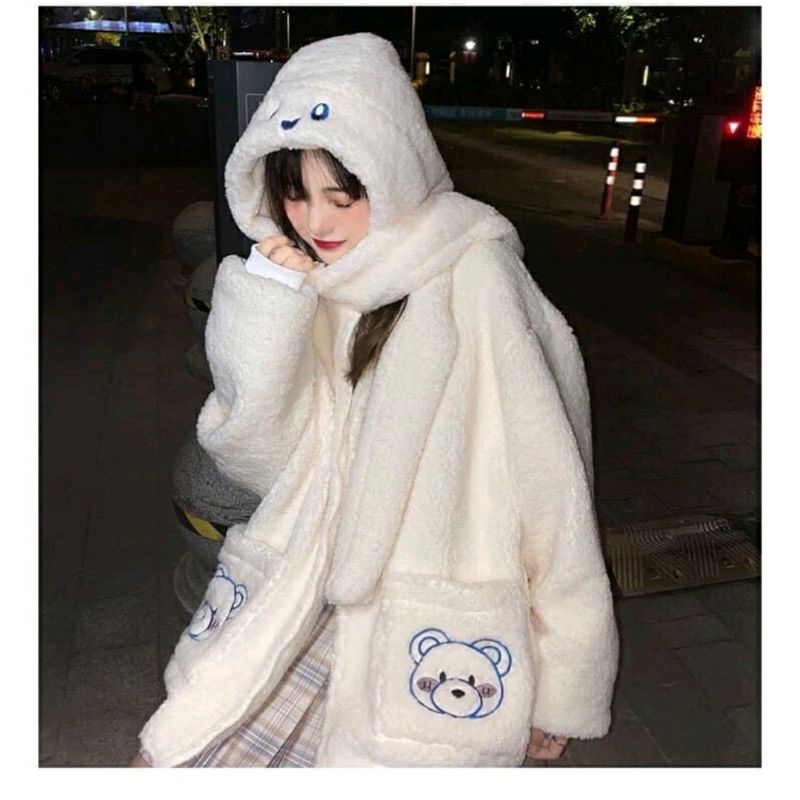 [Rẻ vô địch] Áo khoác lông gấu thêu cute 2 màu (Kèm video ảnh thật) | BigBuy360 - bigbuy360.vn