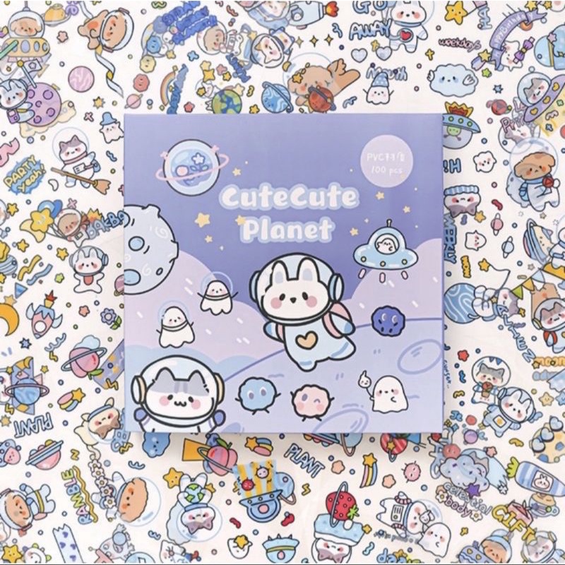 Set 10 tấm hình dán dễ thương Cute Cute Planet