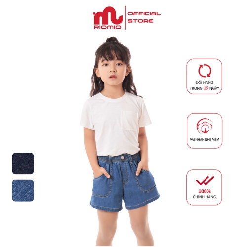 Quần bé gái short jean RIOMIO sooc bò cho trẻ em 100% cotton USA co giãn nhẹ thoáng mát thời trang - RO206