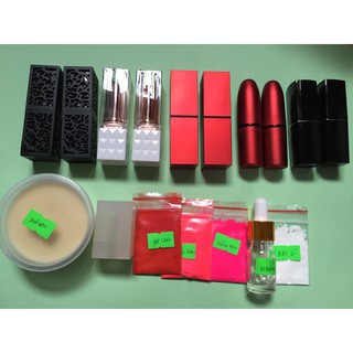 Bộ nguyên liệu làm son handmade 10 thỏi set đen đỏ - Kit nguyên liệu làm son handmade - Vỏ son handmade