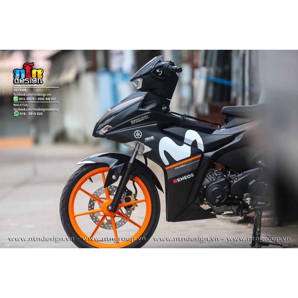 Tem /decal Rời Dán Xe Exciter 155 Mẫu Movistar Đen Cam Cực Đẹp , Hàng 3 Lớp Chất Lượng Cao