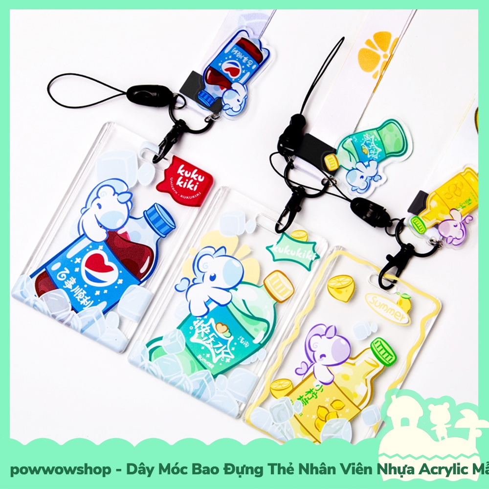 [Sẵn VN - Hỏa Tốc] Dây Móc Bao Đựng Thẻ Nhân Viên Nhựa Acrylic Mẫu Colorful Unicorn Bottle