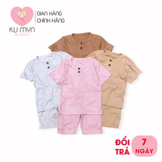 Bộ quần áo cộc tay cho bé trai và bé gái thun tăm lạnh Ku Myn KMB002 thumbnail