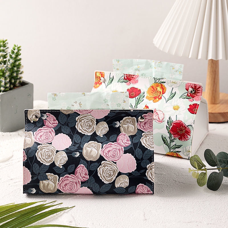 Hộp Đựng Khăn Giấy Bằng Da Họa Tiết Tranh Sơn Dầu Sáng Tạo