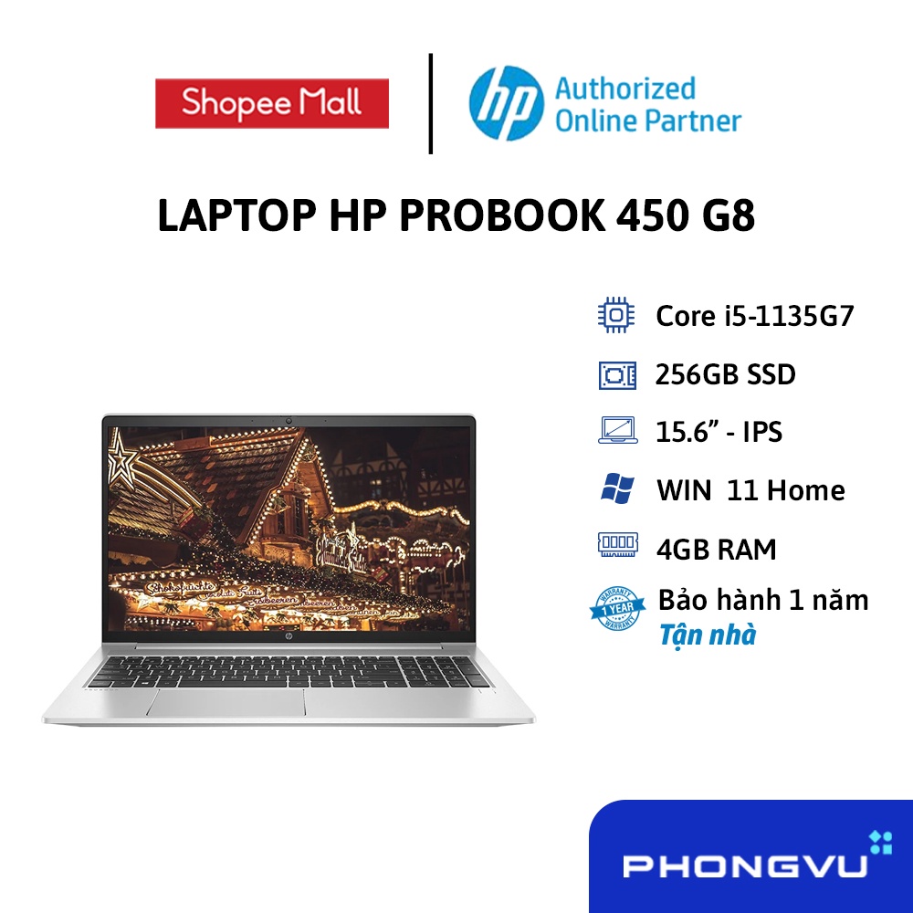 [Mã ELHP15 giảm 10% đơn 15TR] Laptop HP ProBook 450 G8 614K1PA - Bảo hành 12 tháng