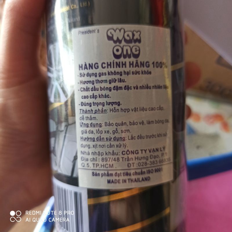 Bình Dầu xịt bóng đồ da đồ gỗ nội thất xe hơi Wax One chính hãng 450ml