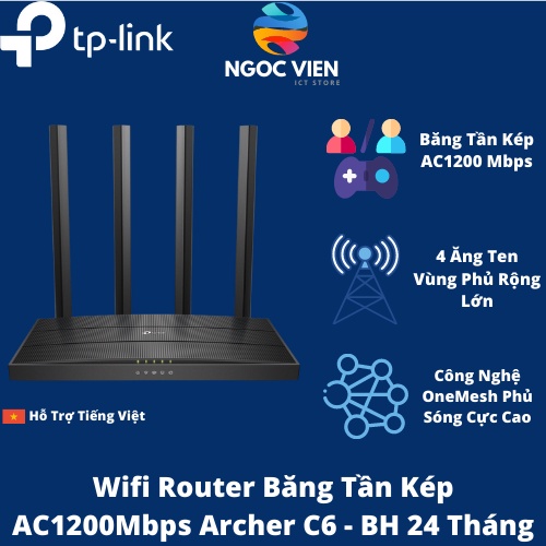 Bộ Phát Wifi TP-Link Archer C6 Gigabit MU-MIMO Chuẩn AC 1200Mbps