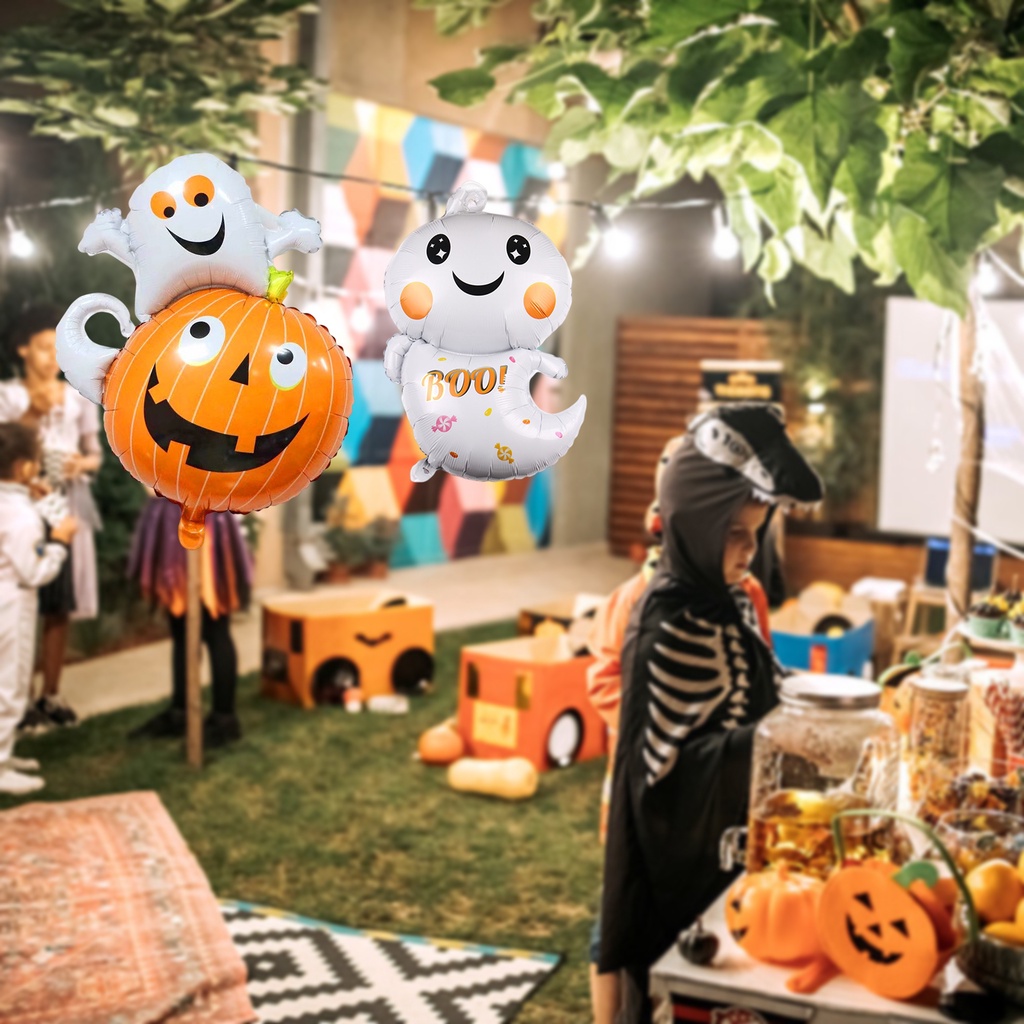 Bong Bóng Nhôm Hình Ma Bí Ngô Nhện Bí Ngô Dày Dặn Chống Rò Rỉ Trang Trí Tiệc Halloween