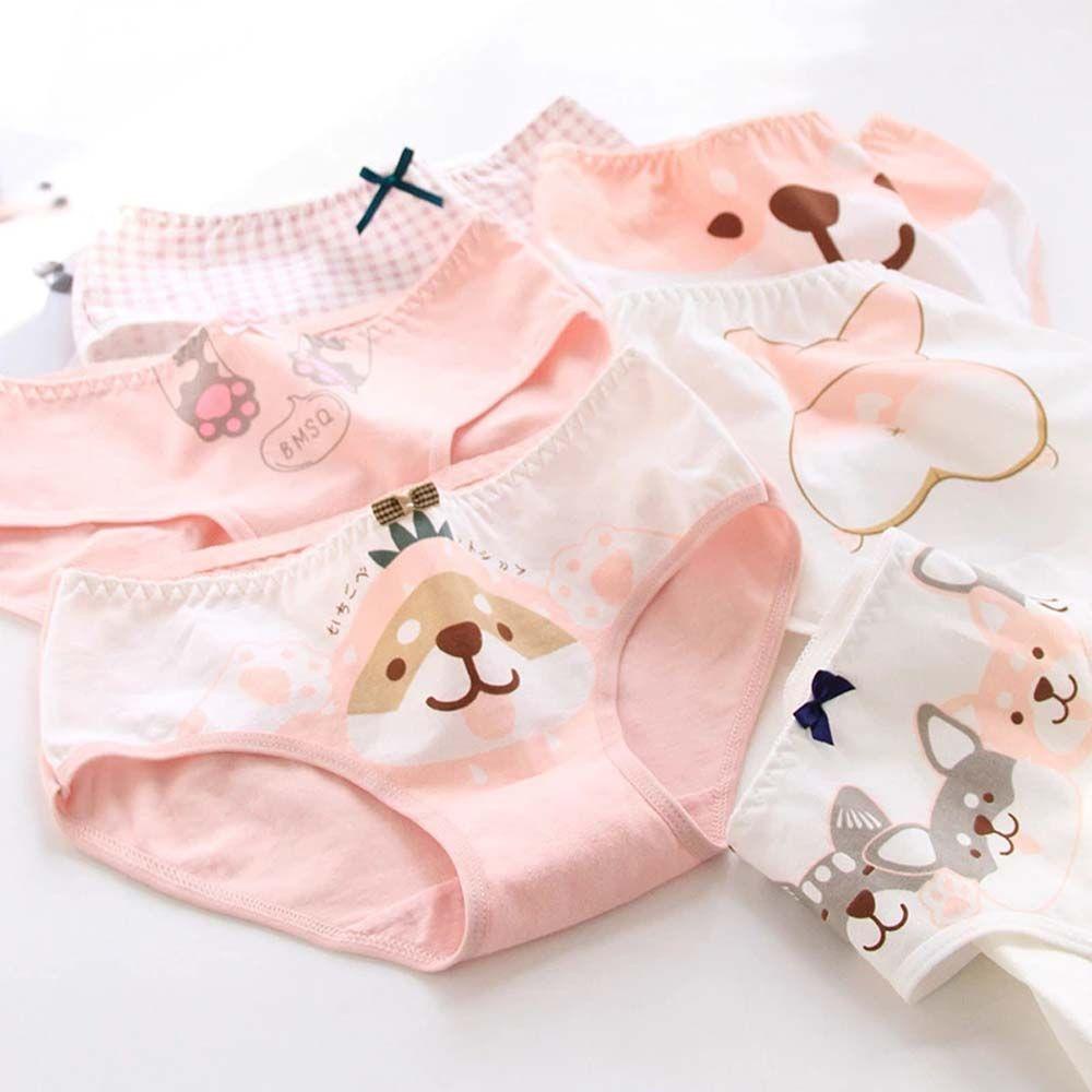 OCEANMAP Quần Lót Lưng Vừa In Họa Tiết Hoạt Hình Cún Corgi Vui Nhộn Thoải Mái