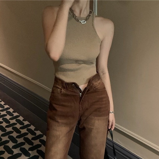 Áo Dệt Kim Không Tay Dáng Ôm Thời Trang Hàn Quốc Dành Cho Nữ