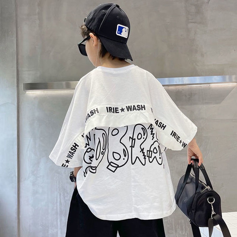 Áo Thun Cotton Tay Ngắn Dáng Rộng Phong Cách Phương Tây Thời Trang Mùa Hè Hàng Mới Dành Cho Bé Trai 2022