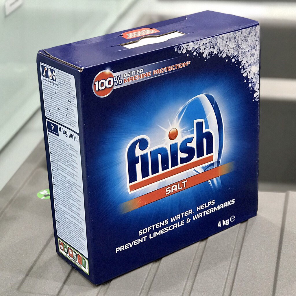 Muối rửa bát finish 4kg, 1,2kg, dùng cho máy rửa bát