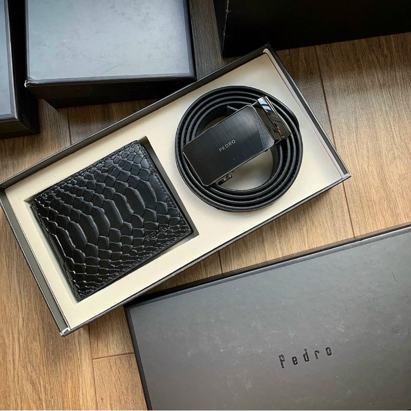 Pedro Set Thắt Lưng Ví Nam. Hàng xuất chuẩn Full box