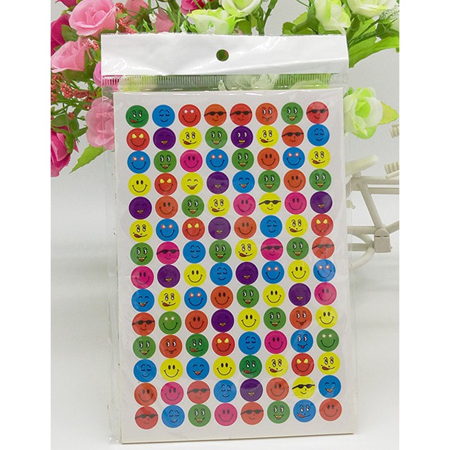 Set 10 tờ sticker táo, mặt cười, sao