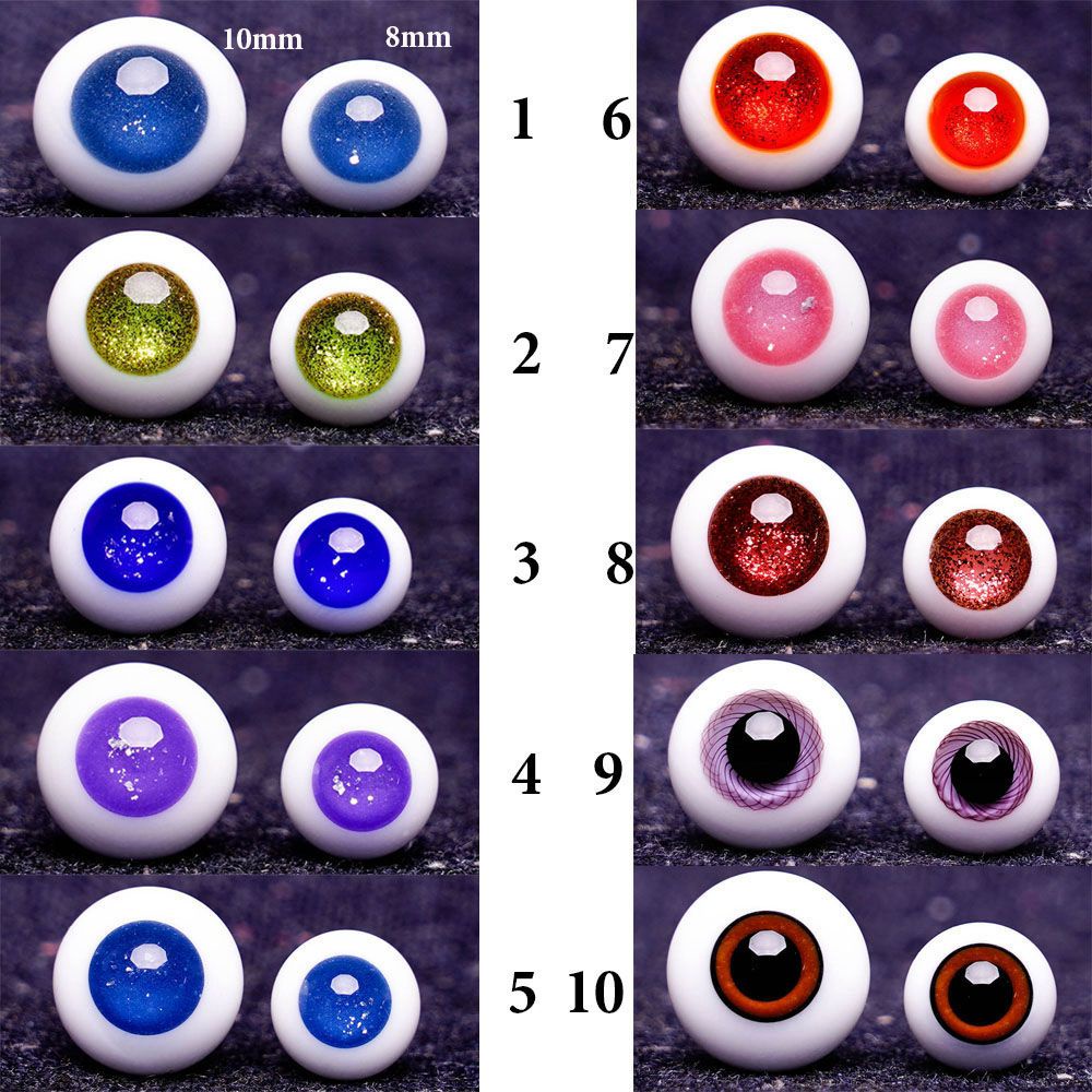 Mắt Thủy Tinh Hình Thú Cho Búp Bê BJD 8mm/10mm Màu Xanh Dương/Đen Chất Lượng Cao