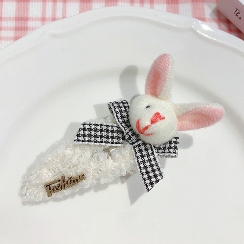 Flgo Kẹp Tóc Trang Điểm Hình Thỏ Hoạt Hình Bằng Vải Lông Cho Nữ