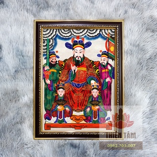 Tranh đức thánh Trần Triều 36x48cm bằng vải phủ bóng khung composite cao cấp (tranh tứ phủ)