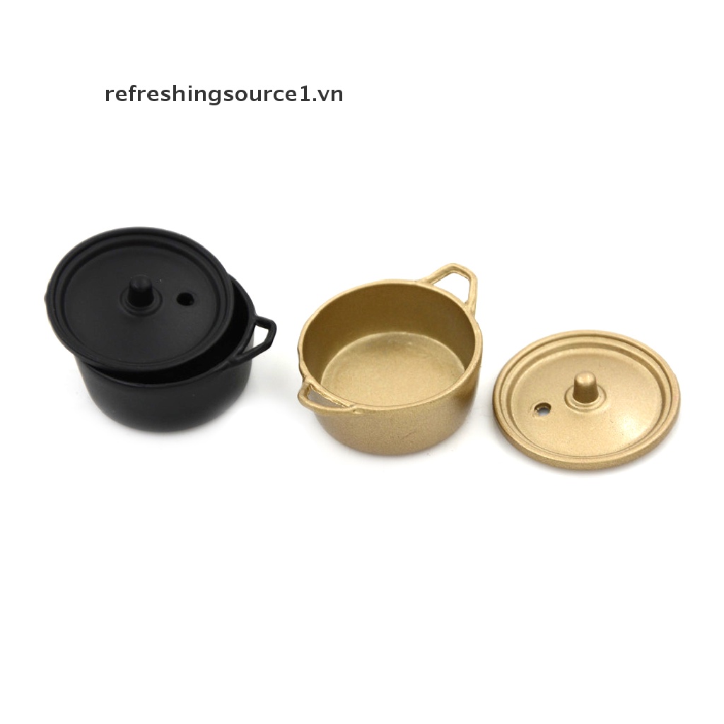Nồi nấu ăn bằng kim loại tỉ lệ 1:12 cho nhà búp bê