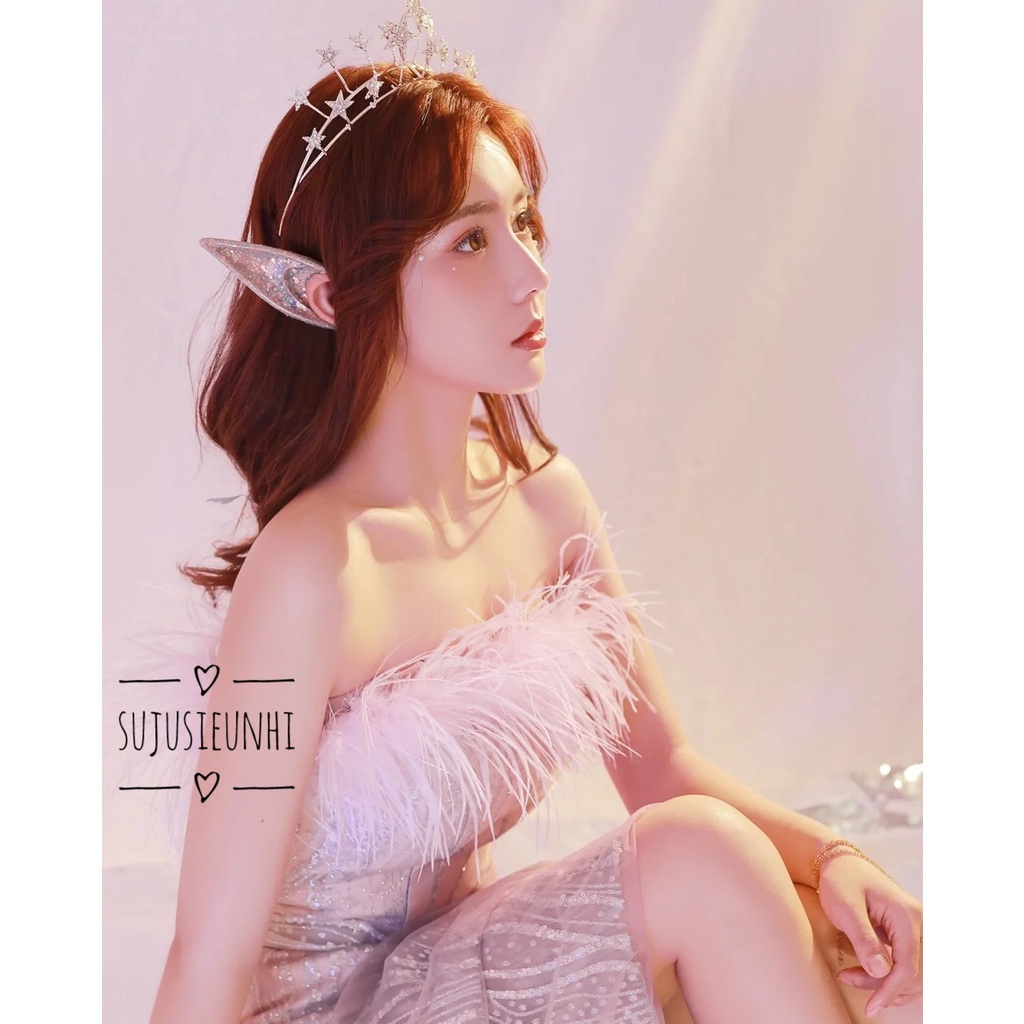 bờm tóc/ băng đô 2 tầng đính ngôi sao phong cách lolita, cài đầu chụp ảnh nàng thơ xinh xắn