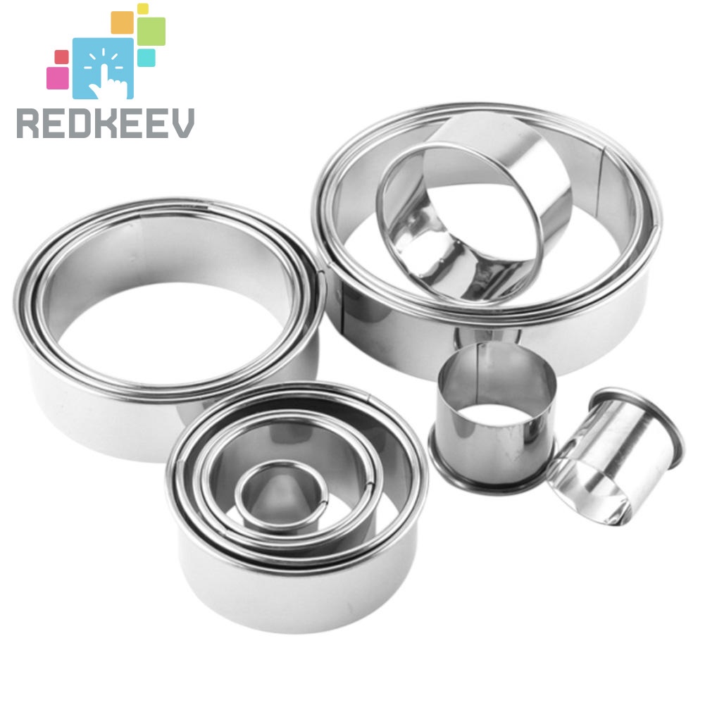 Bộ 14 khuôn làm bánh xếp hình tròn bằng thép không gỉ