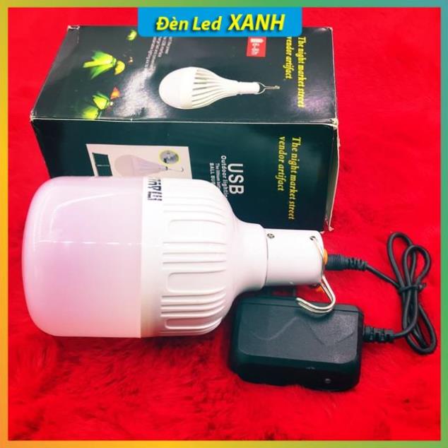 Đèn led tích điện 20W thân trắng có móc treo, Bóng đèn Led thời gian tích điện lâu - cường độ sáng cao.