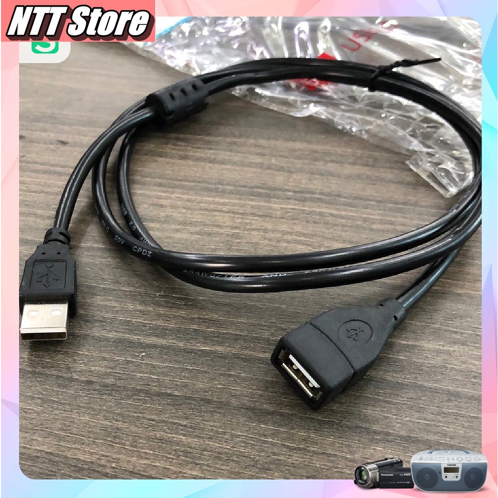 Dây cáp nối dài USB Đen dùng  để nối dài USB 1 đầu đực 1 đầu cái loại xịn - Máy tính TT