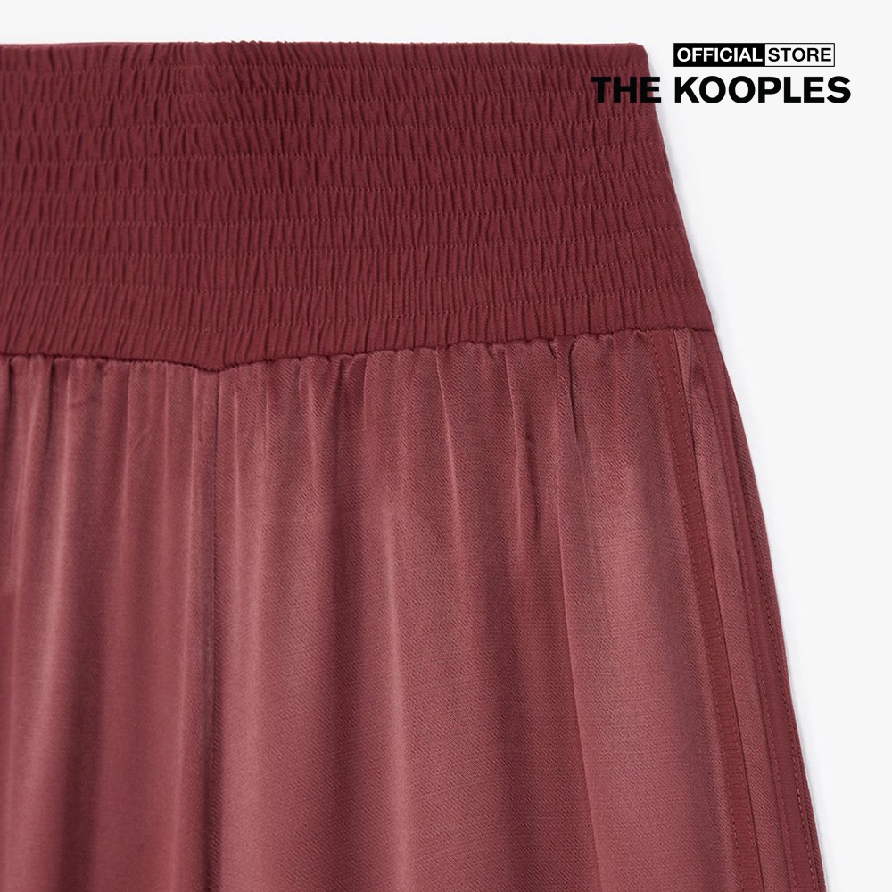 THE KOOPLES - Quần kiểu nữ lưng thun ống rộng Burgundy Flowing FPAN21043S-BUR01