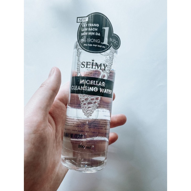 Nước tẩy trang Seimy - Micellar Cleansing Water làm sạch da chỉ với 1 bước , an toàn lành tính, dùng cho mọi loại da