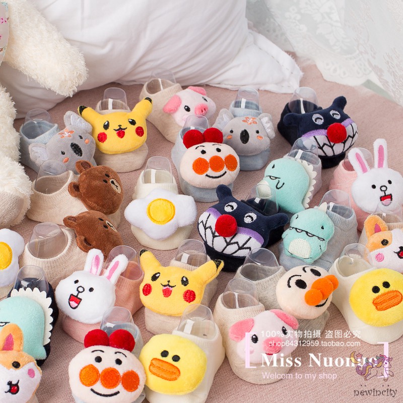 Tất họa tiết hoạt hình chống trượt phong cách Hàn Quốc dễ thương cho bé gái + trai